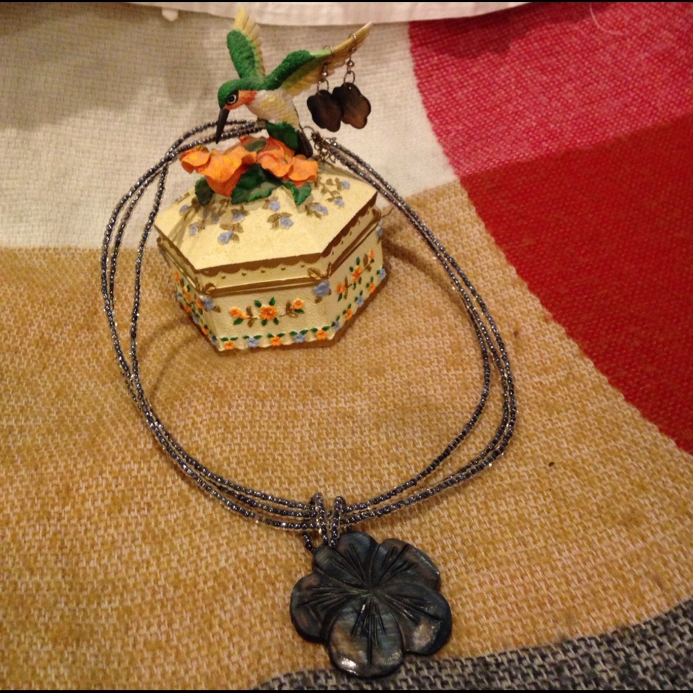 Hand beaded necklace and earrings