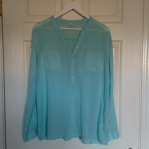 Semi-sheer turquoise shirt