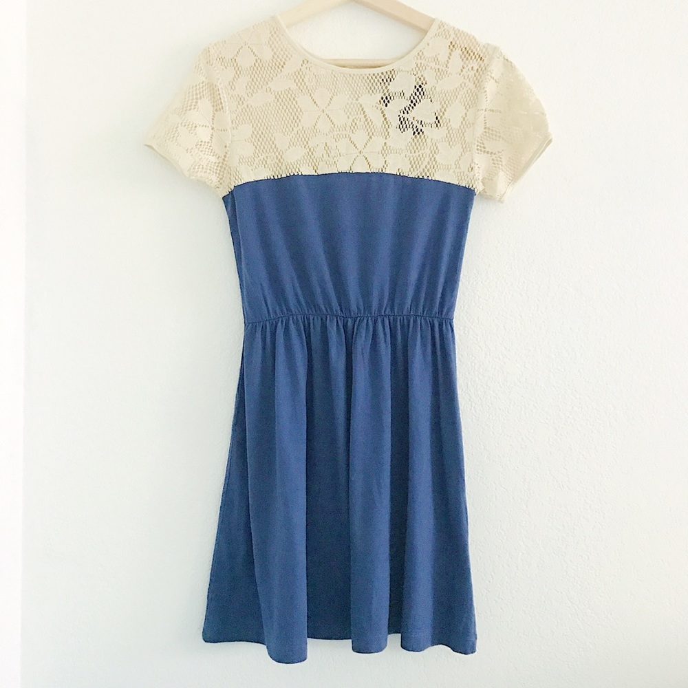 ASOS knit cream blue lace knit dress sz 4 / Small