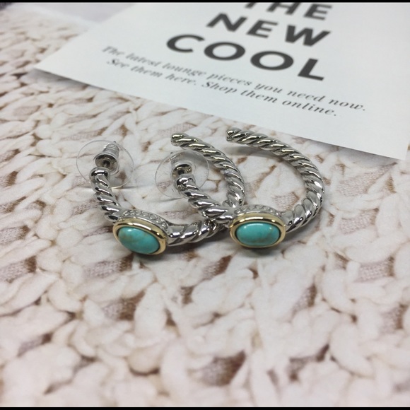 Rhodium/18k Gold Plated Hoop Earring - Picture 3 of 8