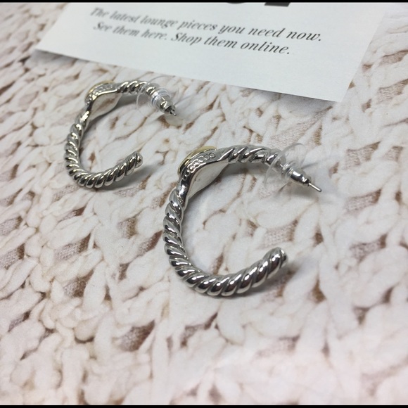 Rhodium/18k Gold Plated Hoop Earring - Picture 4 of 8