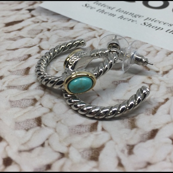 Rhodium/18k Gold Plated Hoop Earring - Picture 6 of 8