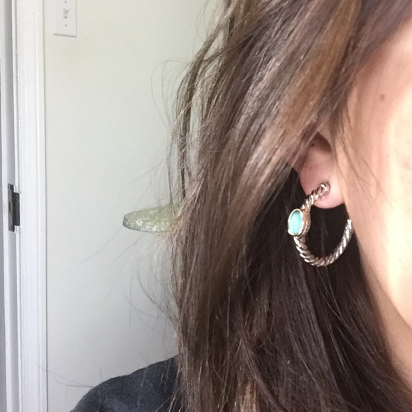 Rhodium/18k Gold Plated Hoop Earring - Picture 7 of 8