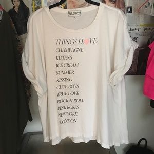RARE Wildfox Couture "Things I love" oversized tee
