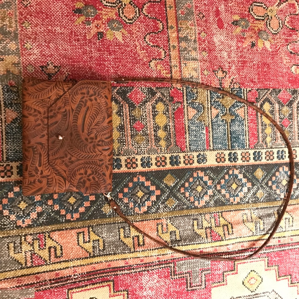Brown bohemian cross-body purse