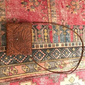 Brown bohemian cross-body purse
