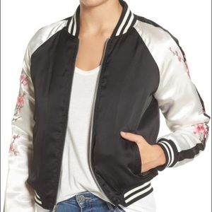 BB Dakota McKay Embroidered Satin Bomber Jacket
