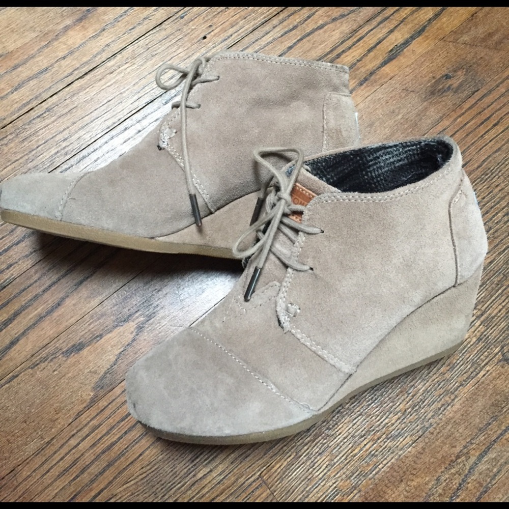 Suede Toms Wedge Booties