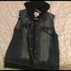 Hooded jean vest