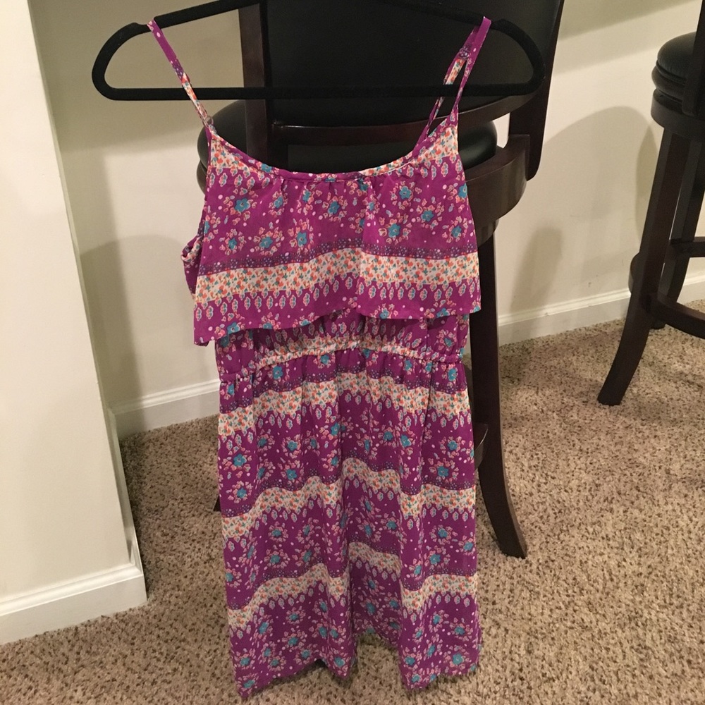 Purple orange and teal spaghetti strap sun dress