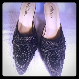 Peltz famous brand shoes ,, ladies black beaded