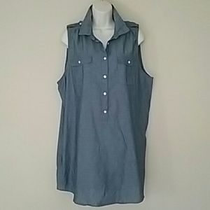 J crew Henley sleeveless tunic top cotton XL