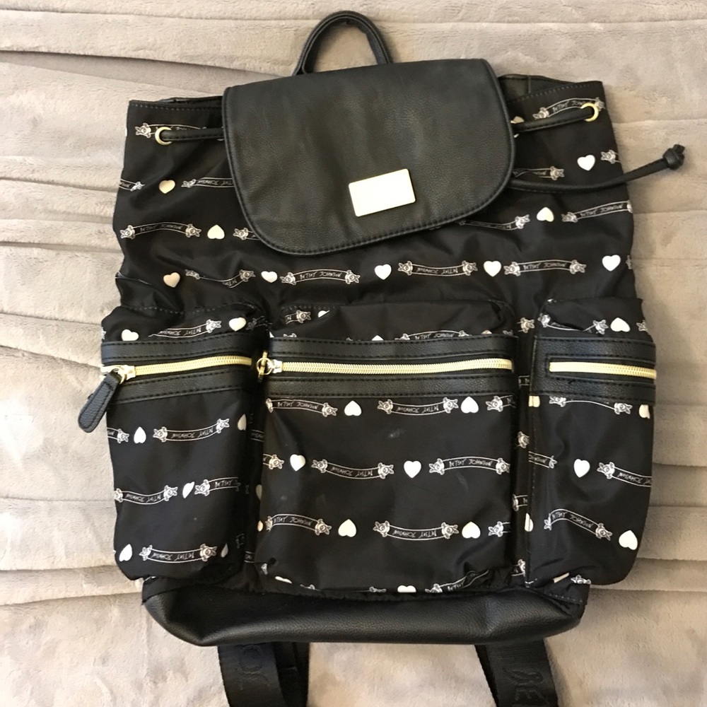 BETSEY JOHNSON BLACK DRAWSTRING BACKPACK