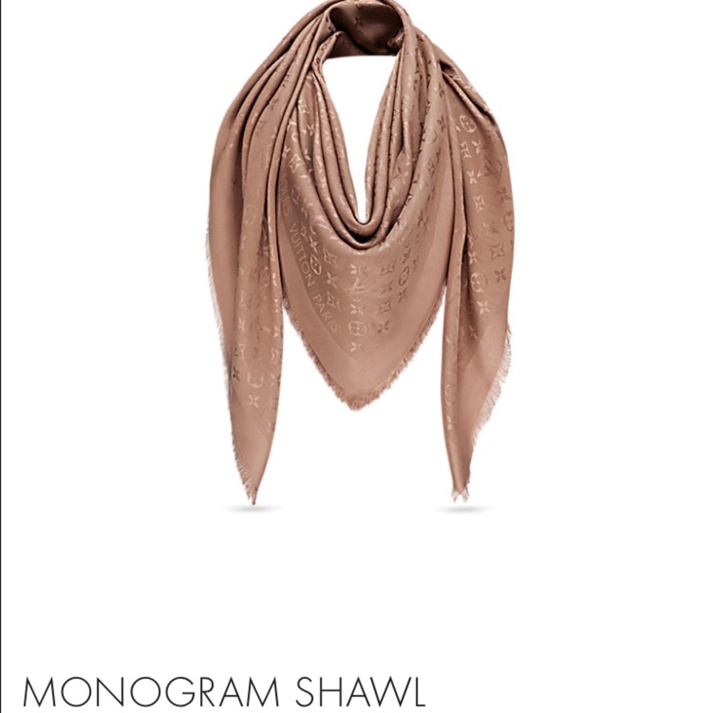 Louis Vuitton Monogram Silk Shawl Brown Brand New