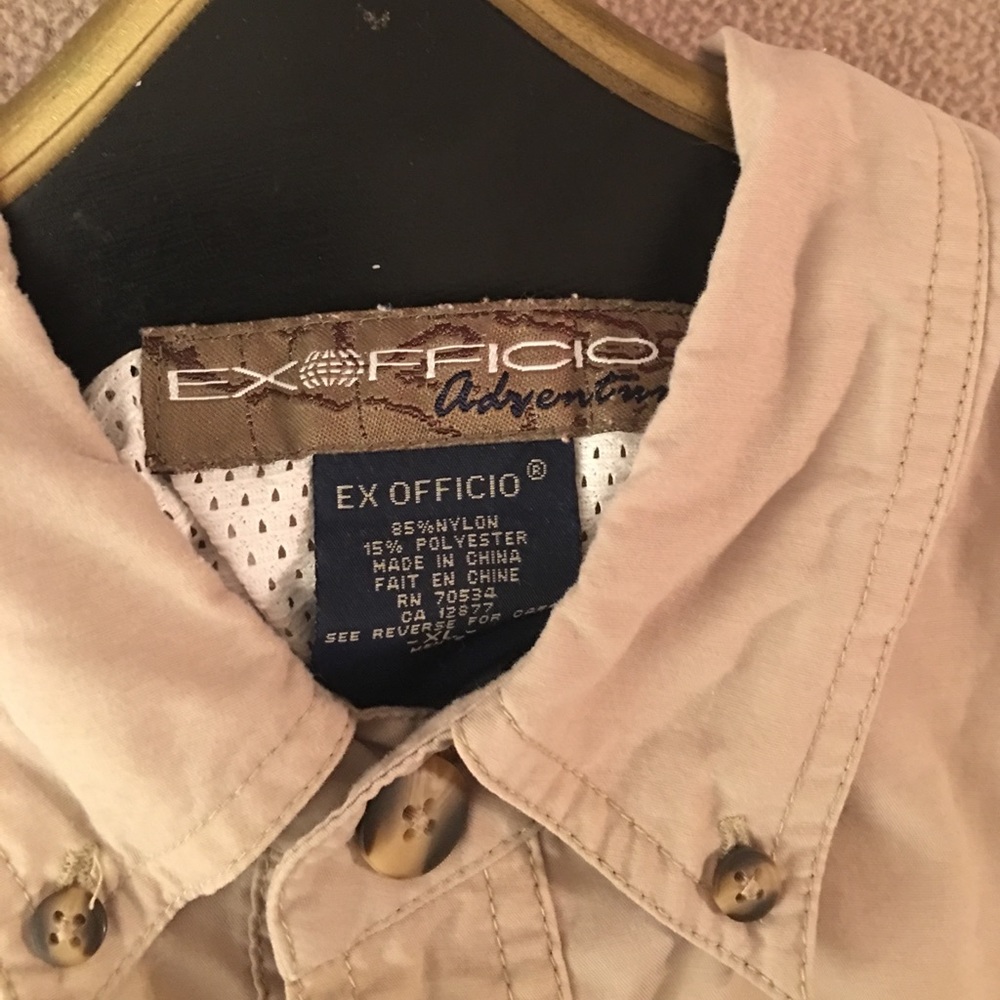 Exofficio men's tan long sleeved fishing shirt