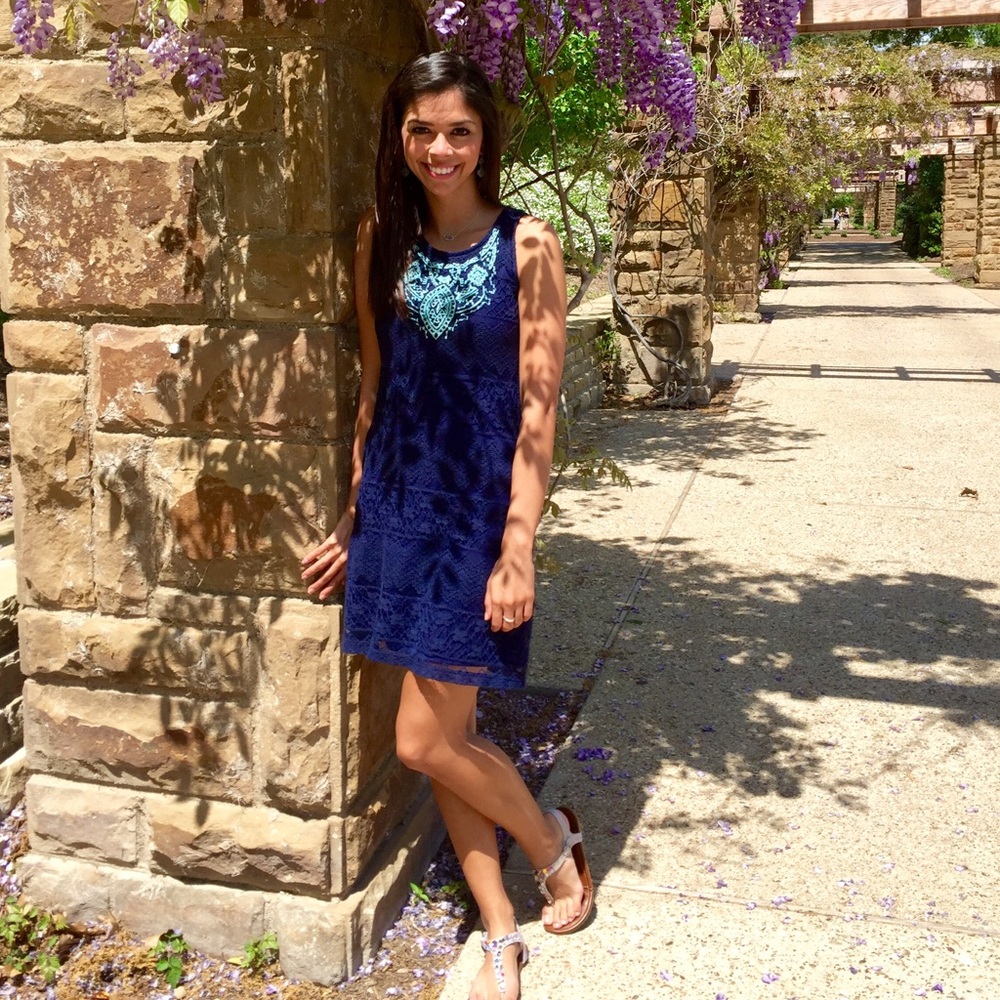 Lace navy blue dress