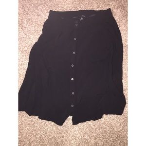 black button-down midi skirt