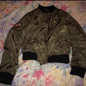Olive green bomber jacket