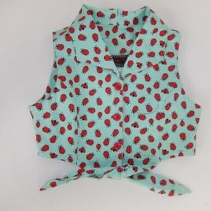 Top and bottom tie front ladybug set
