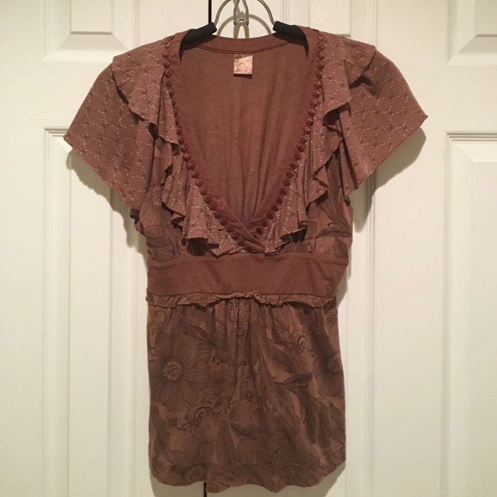 Anthropologie Language brand flutter top, NWOT, Sm