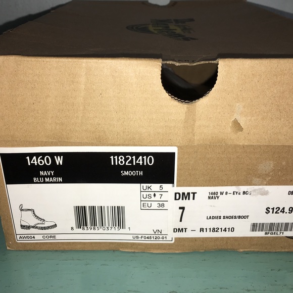 Dr.Martens Woman's 1460W 8 Eye Boot Navy Blu Marin - Picture 5 of 6