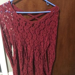 Cranberry lace BKE top