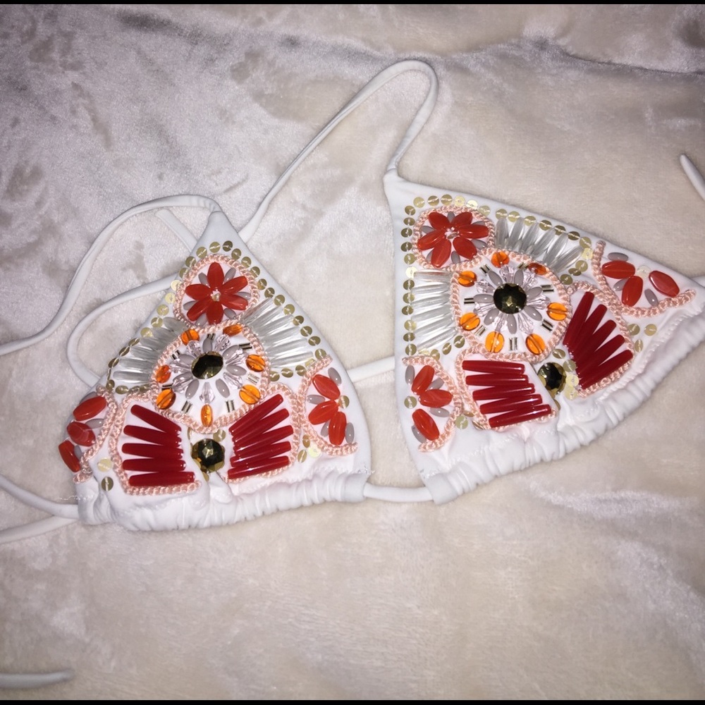 Jeweled VS triangle bikini top