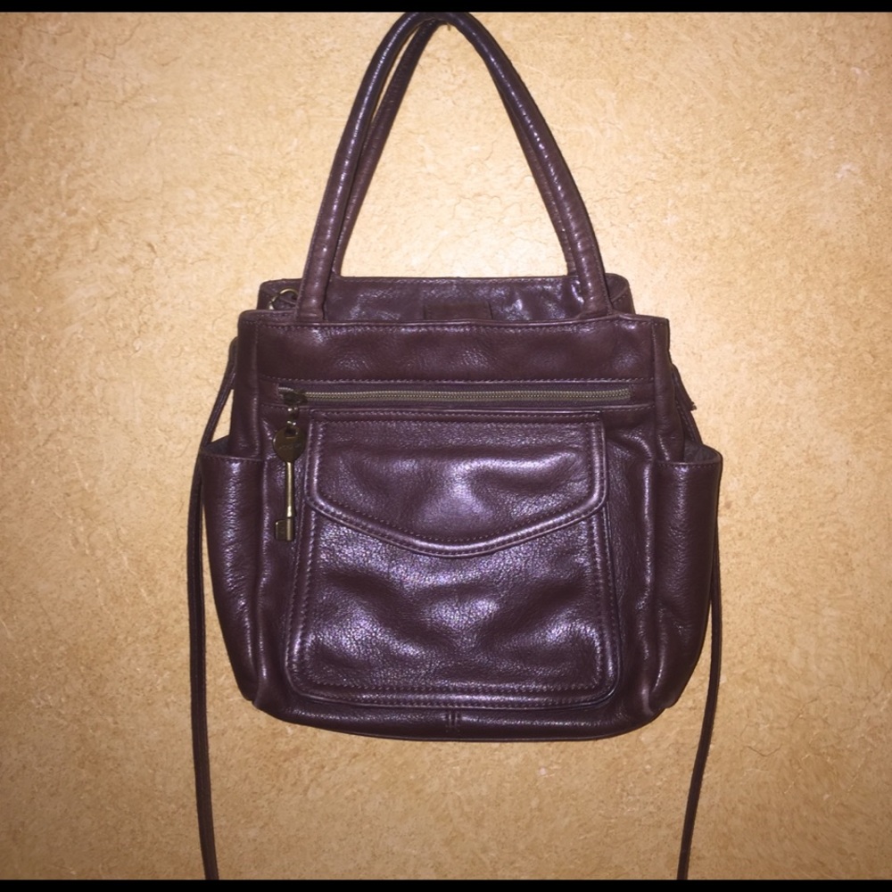 Fossil leather crossover bag