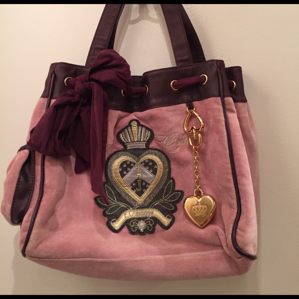 Pink and maroon velvet Juicy Couture purse