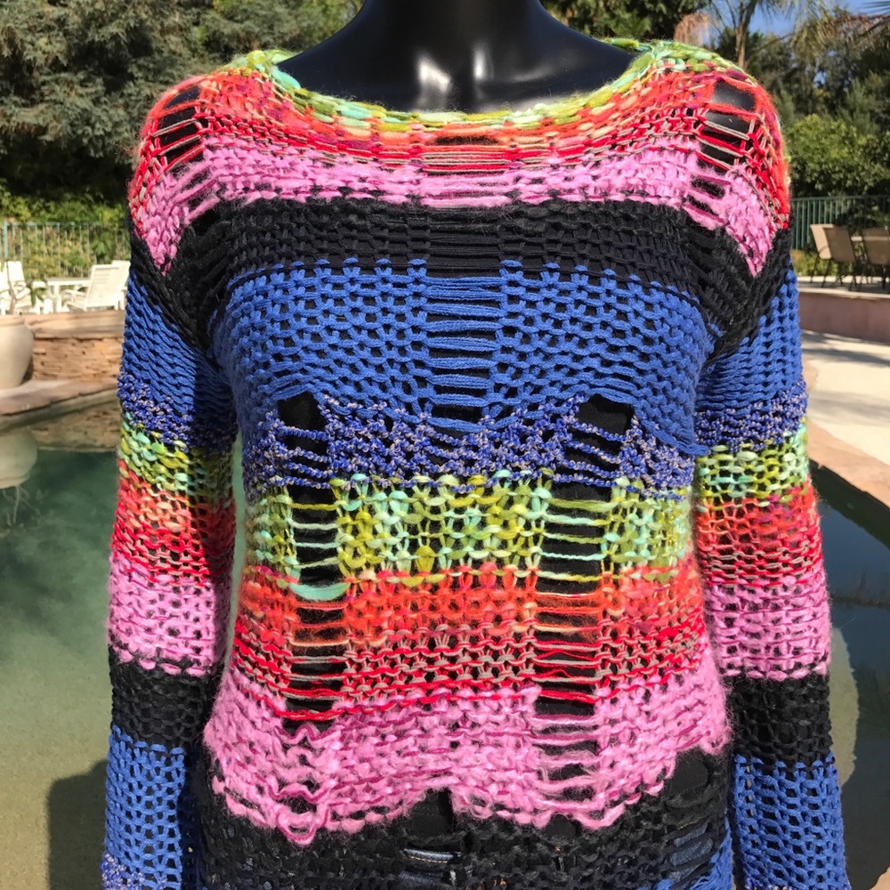 "Rat&Boa" Knitted Textured Distressed Cozy Sweater - Picture 3 of 12