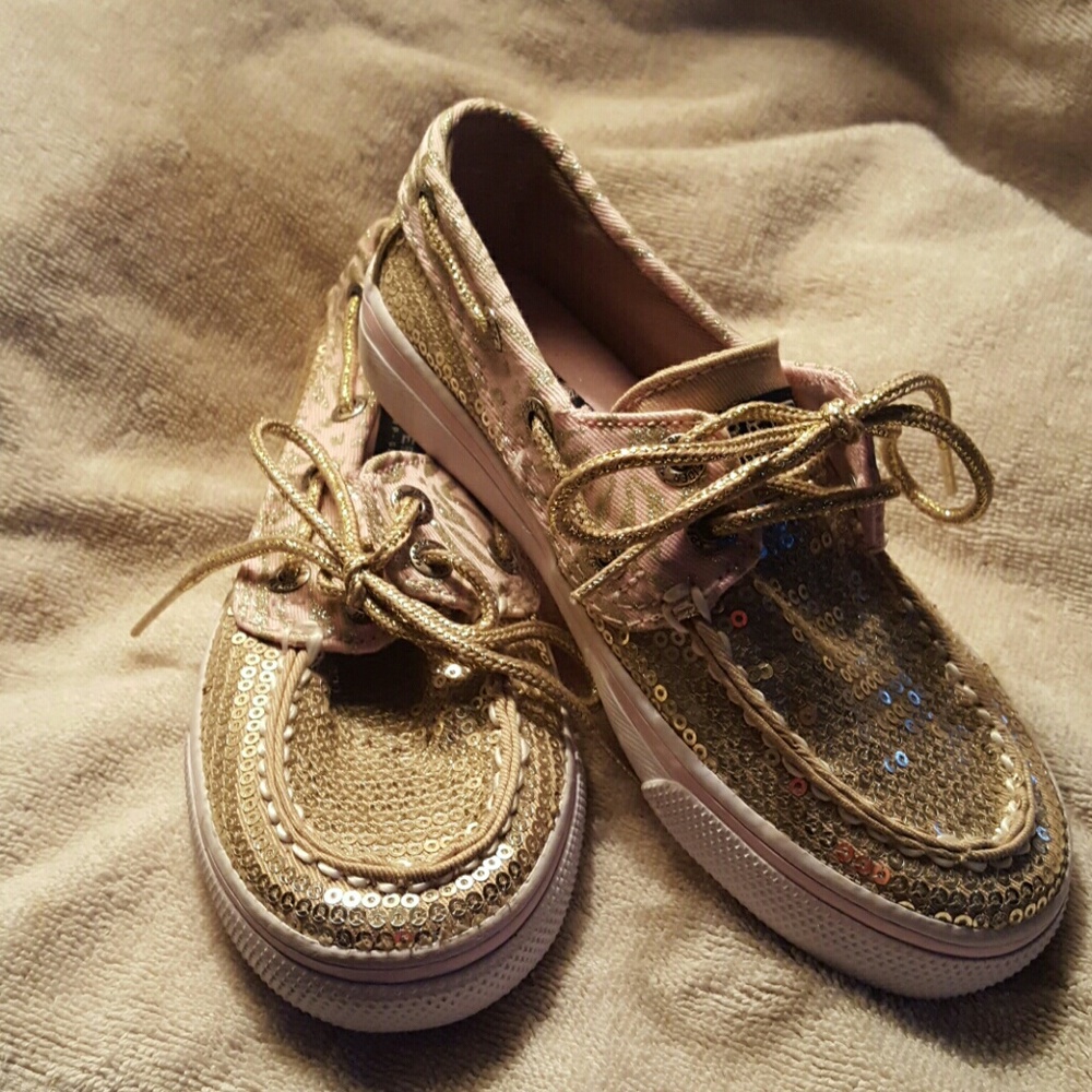 Pink little girls Sperry boat shoes