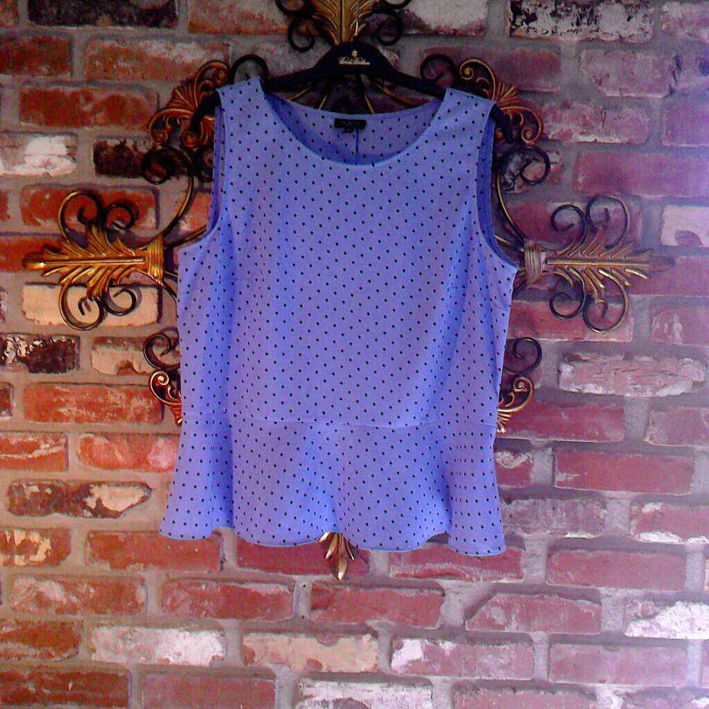 Talbots Sleeveless Blouse Lavender with Navy Dots
