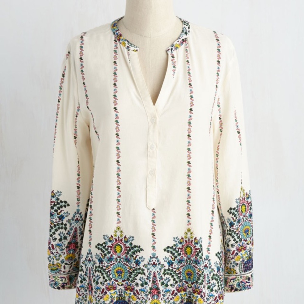 Modcloth floral 70s style blouse