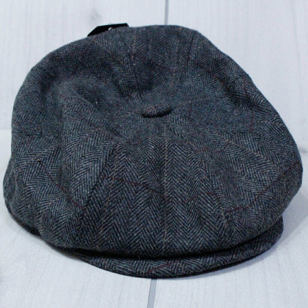Newsboy Ivy Cap Letterman Hat Grey Pinstripe L/XL