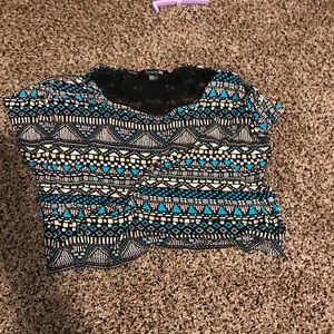 Aztec print crop top