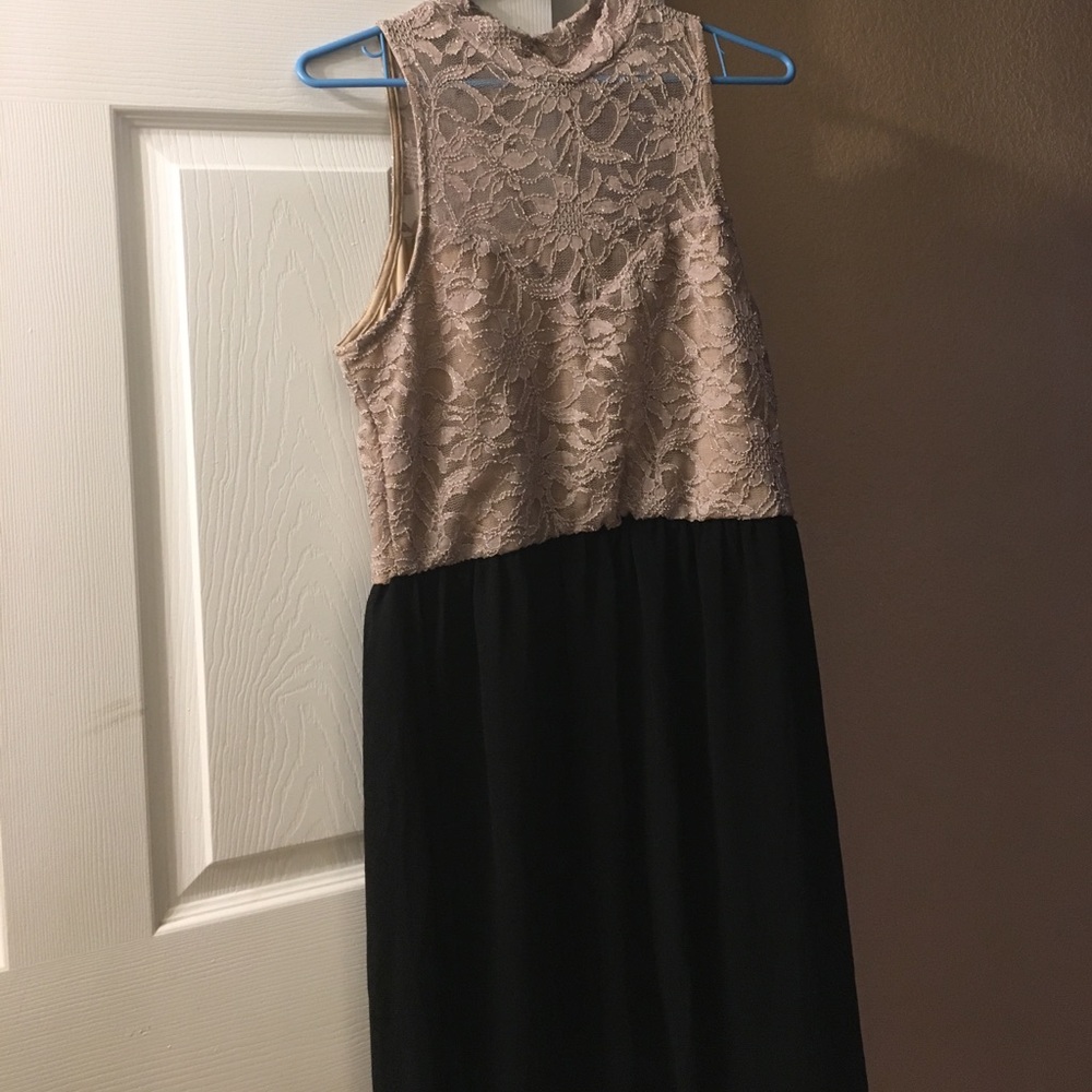 Long dress with gold top