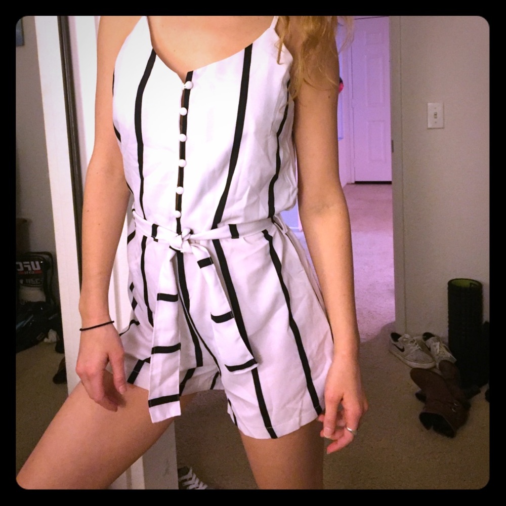 Black and white jump suit