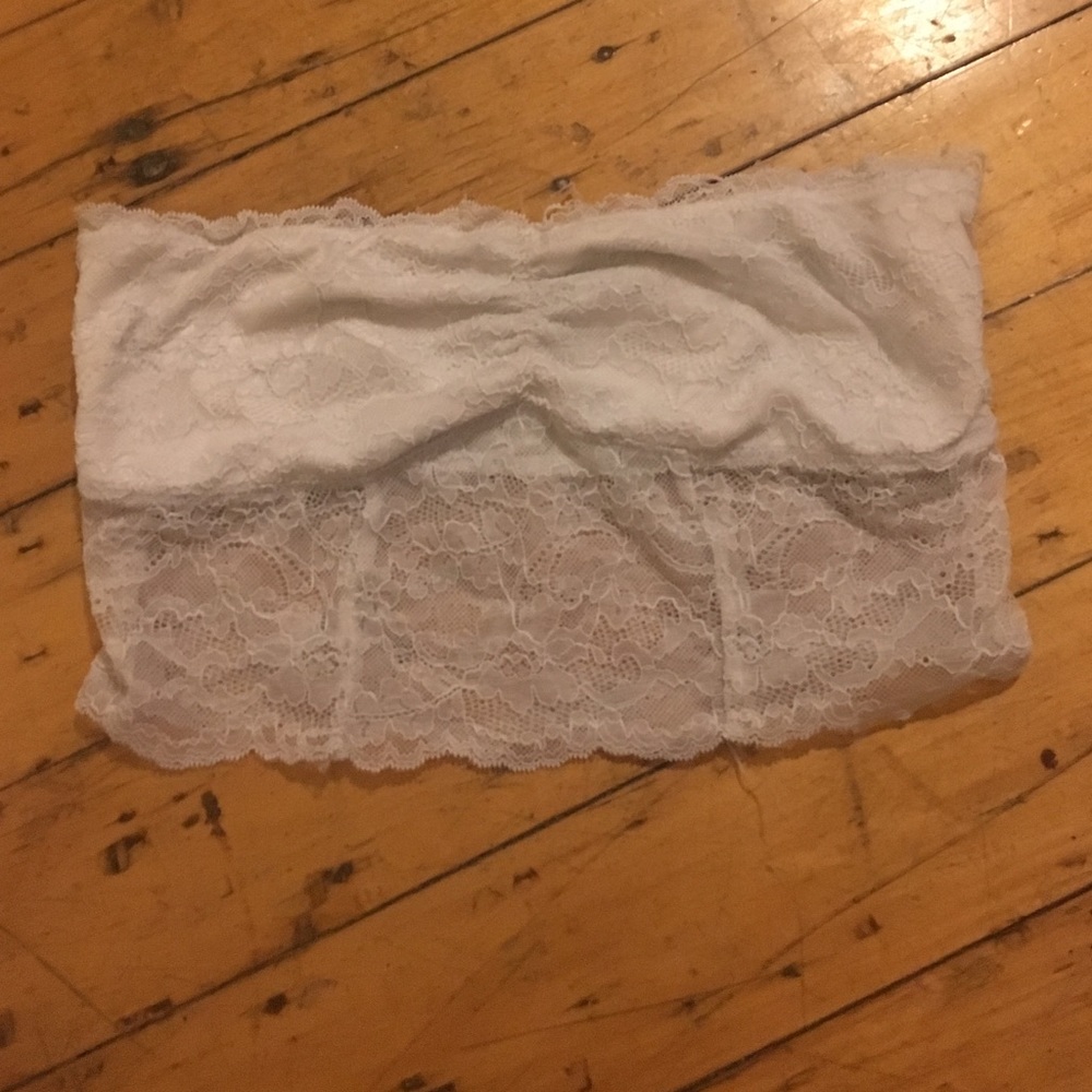 White strapless bandeau lace really pretty