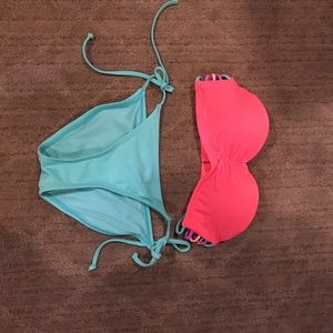 Coral and Turquoise swimsuit, good condition.