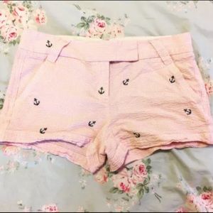 J.Crew Seersucker Pink White Anchor Shorts Size 6