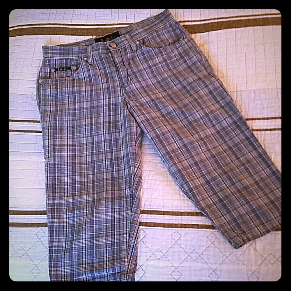 Adorable Classic Light Blue Plaid Pedal Pushers