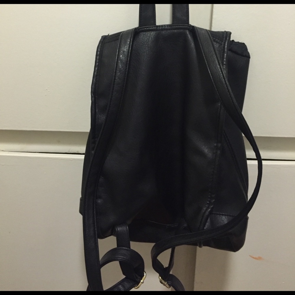 Leather black backpack/ purse