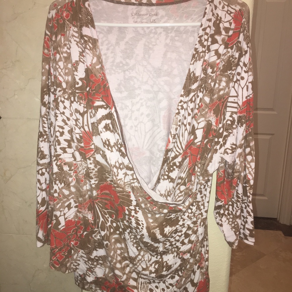 Coldwater Creek Faux Wrap Shirt