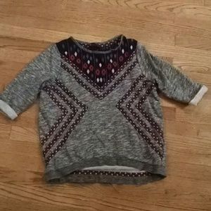 3/4 length sleeve sweatshirt