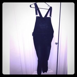 Black Distressed Jean Overalls