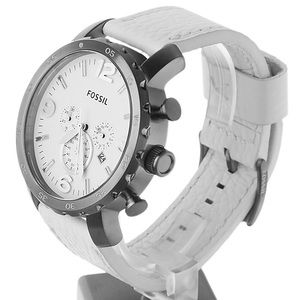Fossil Nate White Dial Stainless Steel Chronograph