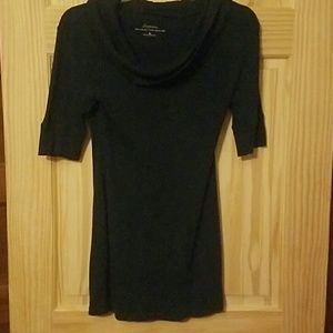3/4 sleeve navy blue Cowl-neck tee