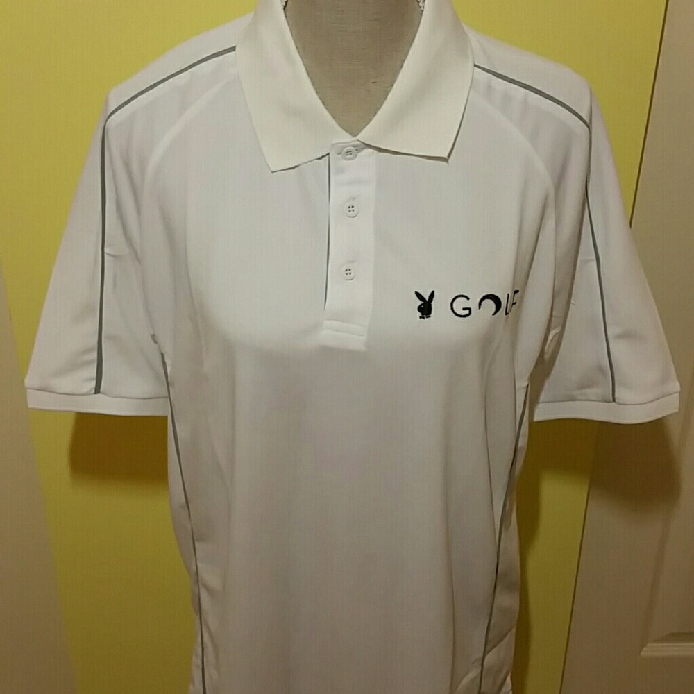 Playboy Golf white golf shirt Men's SZ L