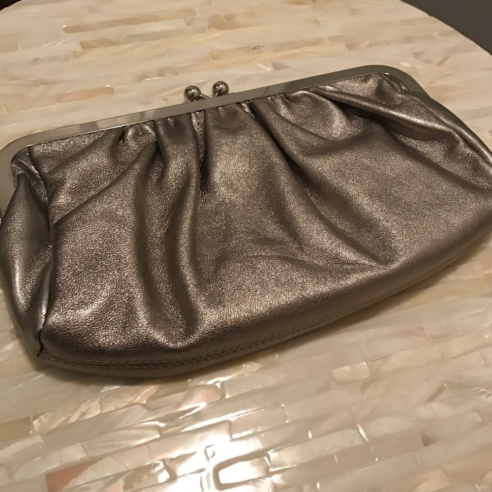 NWOT Metallic Leather Clutch