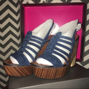 Onia Platform Suede Wedge - Navy